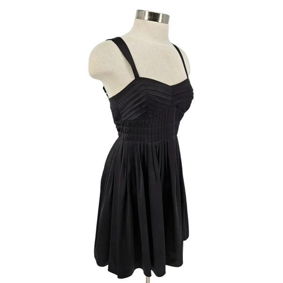 BCBGeneration Fit Flare Dress Black Pleated Sleeveless Sweatheart ALine Sundress - Picture 2 of 10
